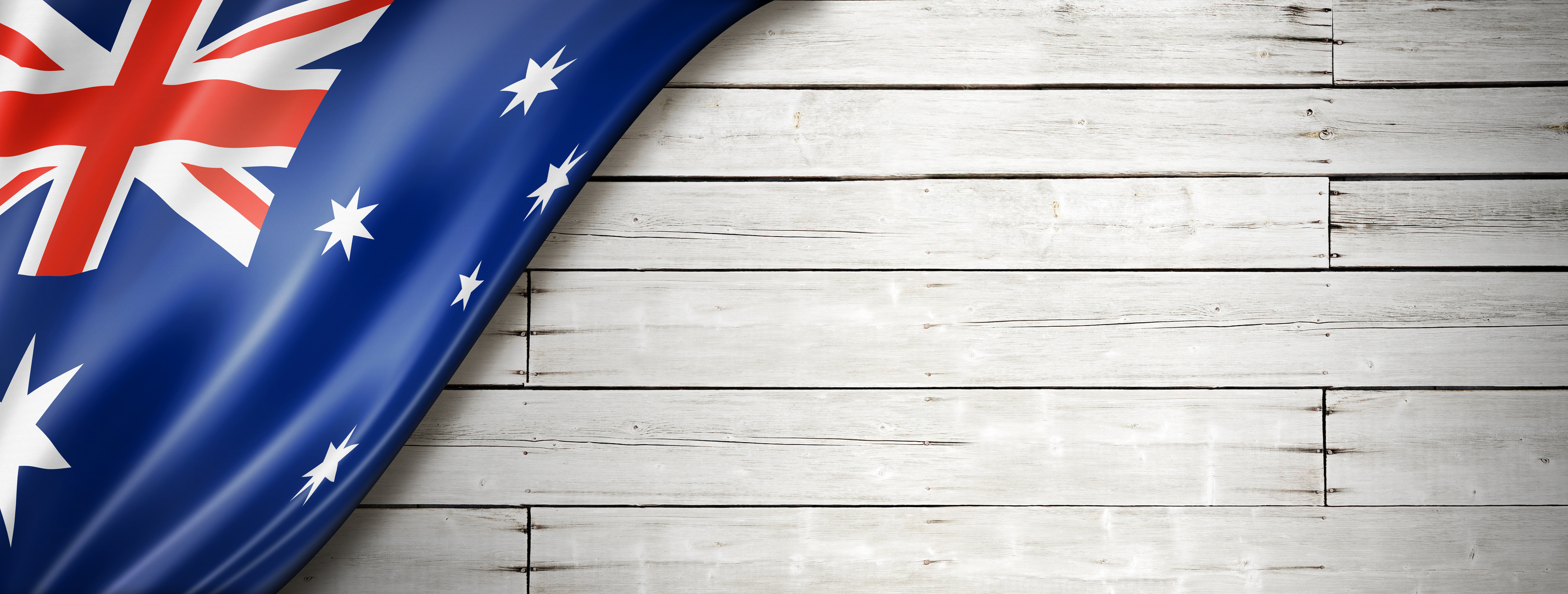 Australian Flag on Wooden Background